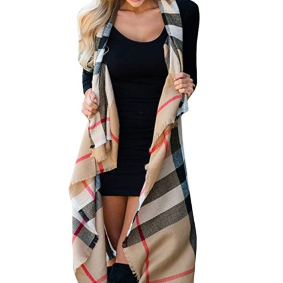 C.C. Boutique Jackets & Blazers - 1 LEFT SZ XL! Burberry Print Tartan Vest Duster